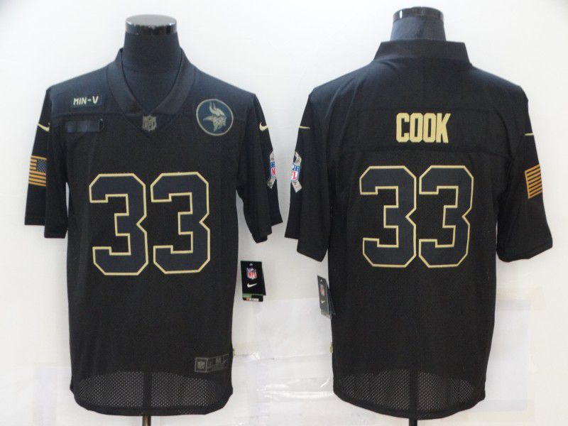 Men Minnesota Vikings #33 Cook Black gold lettering 2020 Nike NFL Jersey